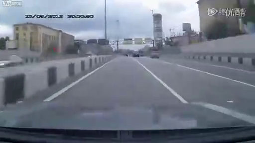 交通安全警示栏－摩托和轿车飚车 　骑手被摔得在马路上扭来扭去