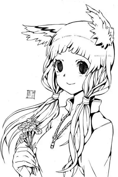 动漫线稿素描动漫萝莉少女