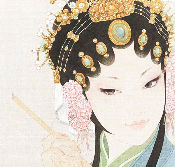 花旦工笔画《美人记》|作者:周雪
