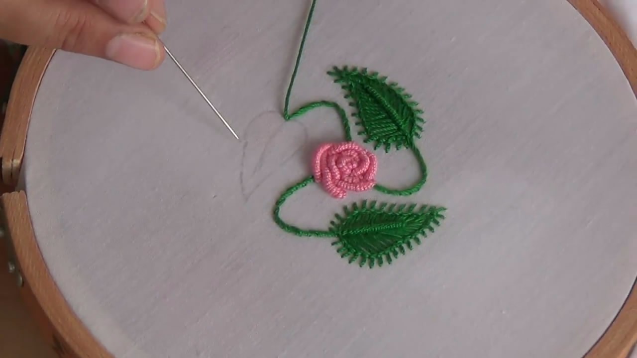 「新手刺绣教学」手把手教你叶子图案的刺绣方法,看一遍就学会