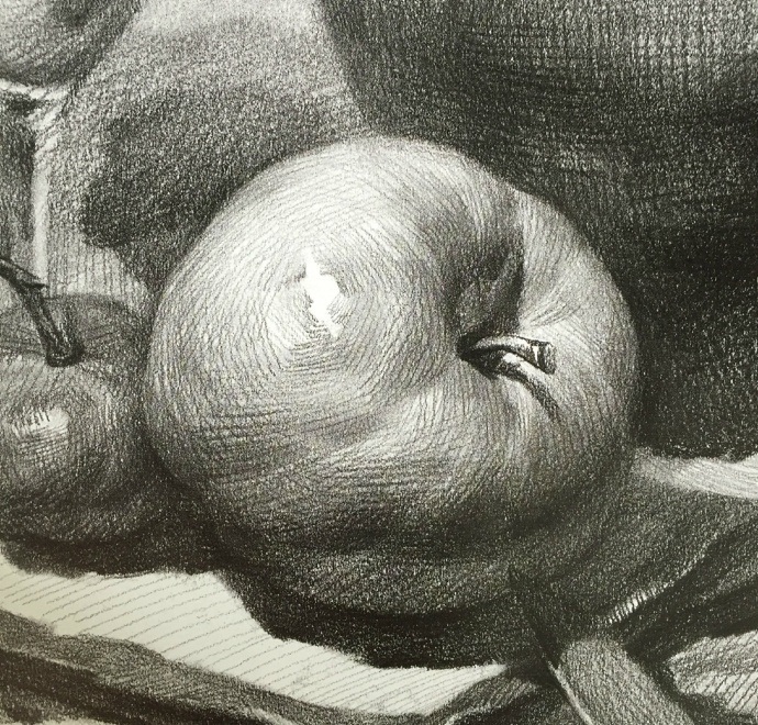 高清深入塑造的素描苹果