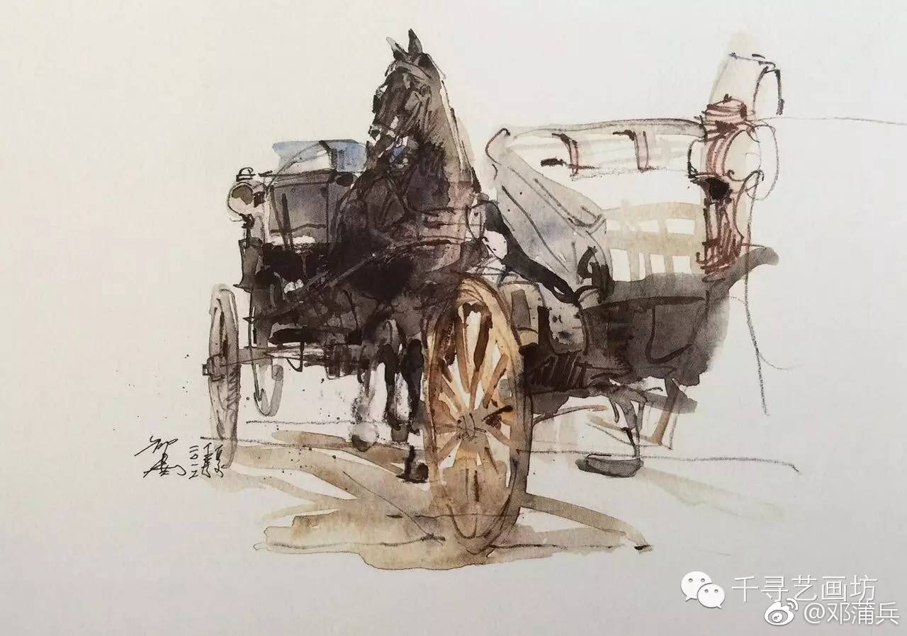 一组潇洒自如的水彩速写,非常喜欢---作者蒋智南