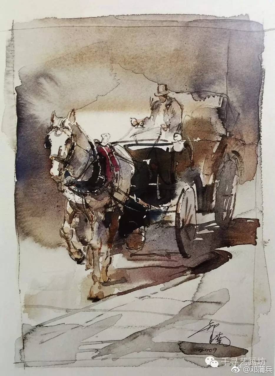 一组潇洒自如的水彩速写,非常喜欢---作者蒋智南