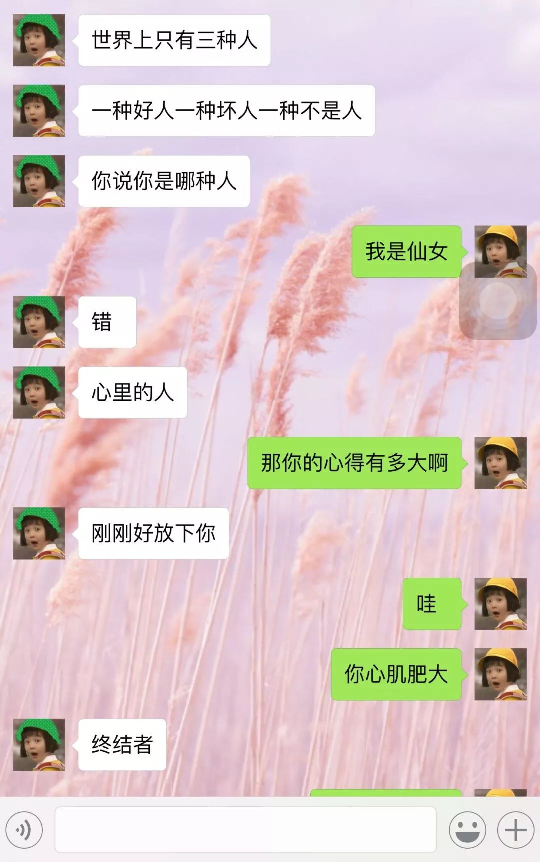 女生表白聊天记录, 看到脸红。