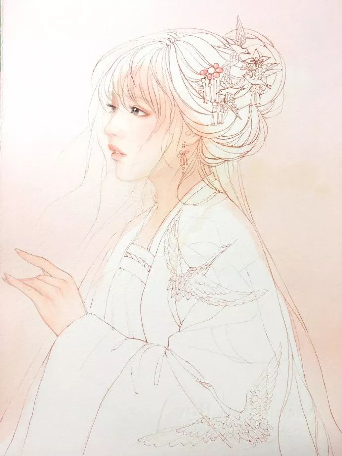 【绘画教程】古装少女水彩画法