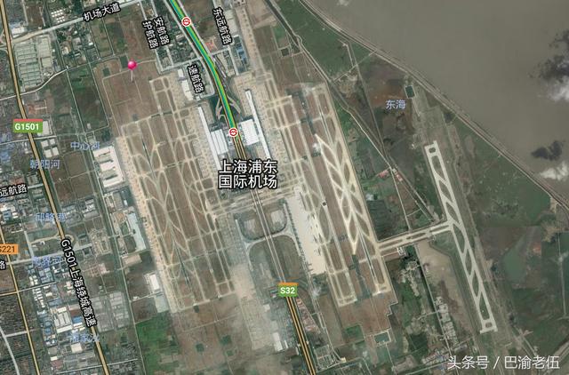 卫星地图看中国之上海的机场 网友:大,气派|卫星地图|浦东机场|虹桥