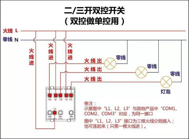 电工必备｜最全的开关接线图（单控、双控、三控）