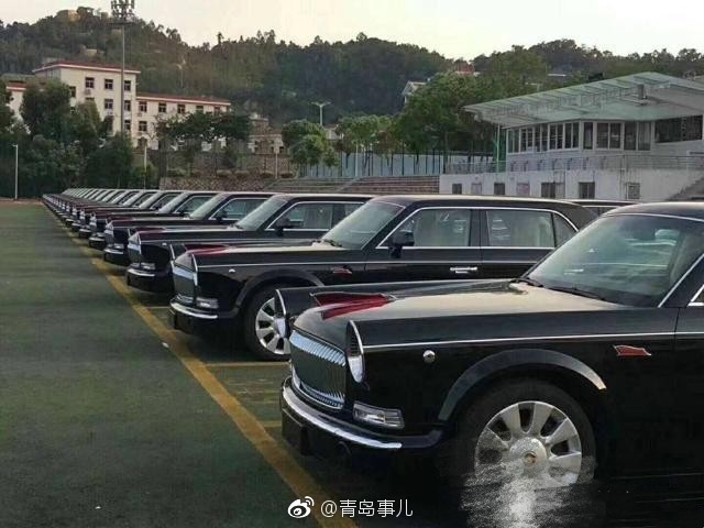 青岛上合峰会用车,一排红旗L5停一起场面震撼