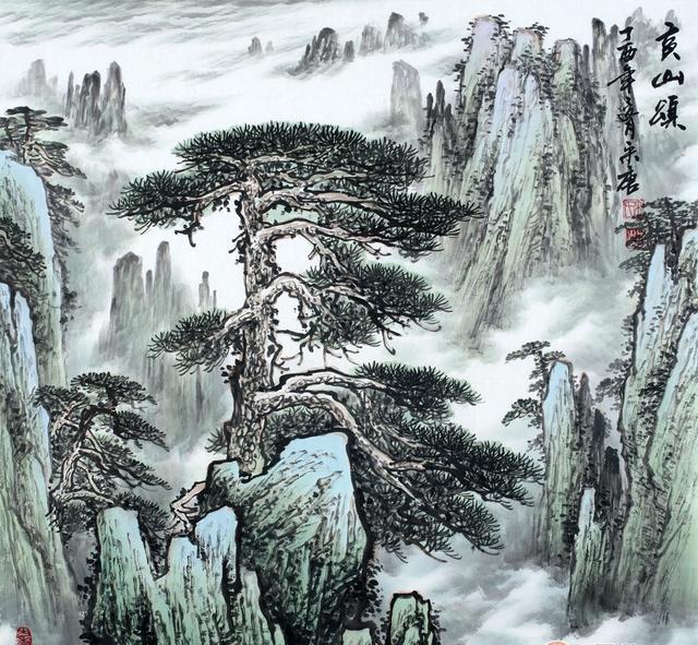 手绘山水画装饰旺财美景多多!