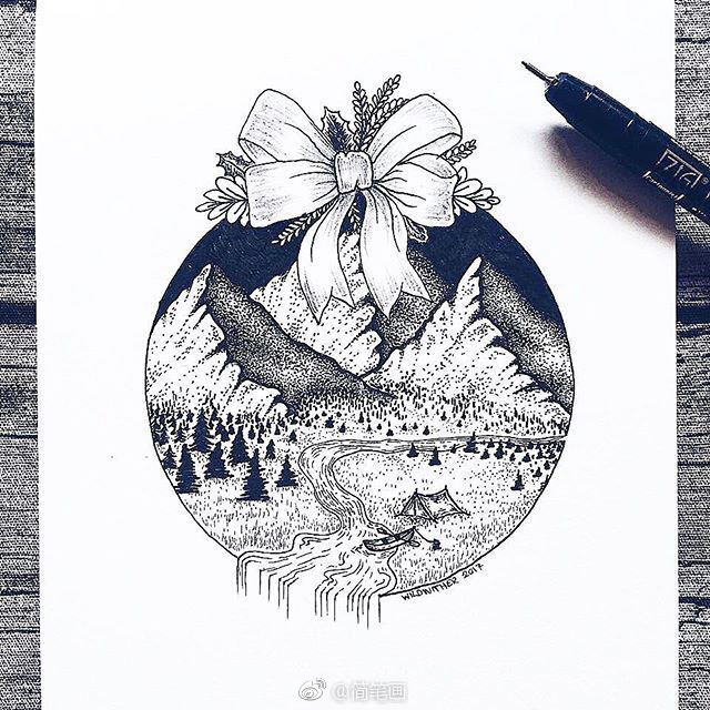 黑白风景插画(by:wildwither)