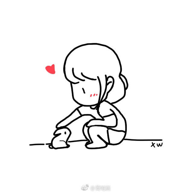 一组治愈系简笔画小女孩by希望三三