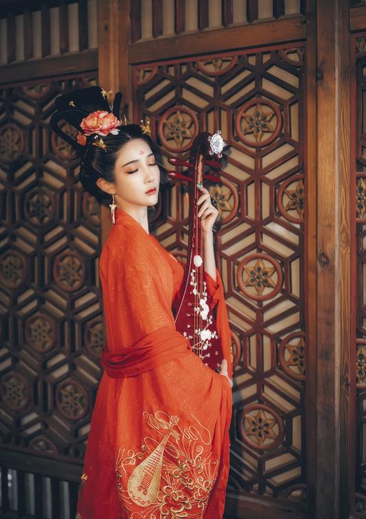 古风美女红衣宫廷后宫写真 古装头像壁纸 红衣惊艳美人