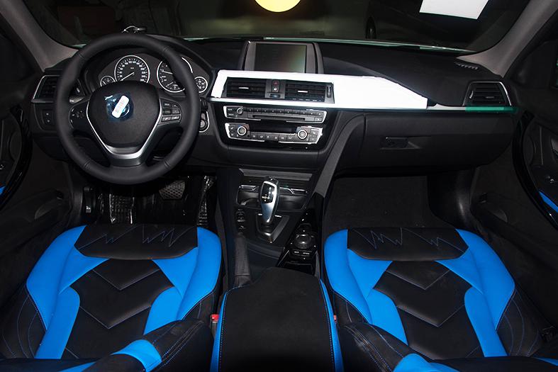 宝马3系改装前后对比，蓝黑真皮内饰尽显个性！