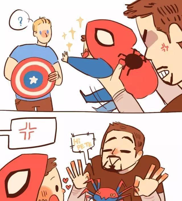 漫画钢铁侠和美队开始复联“内战”, 死侍抢走小蜘蛛侠