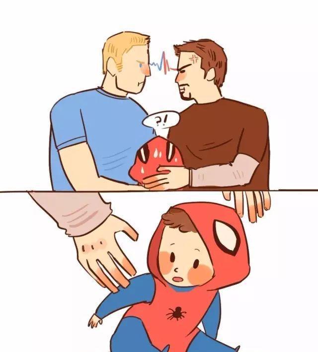 漫画钢铁侠和美队开始复联“内战”, 死侍抢走小蜘蛛侠