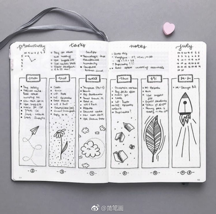 简洁好看的黑白手帐排版(by:bujoist)