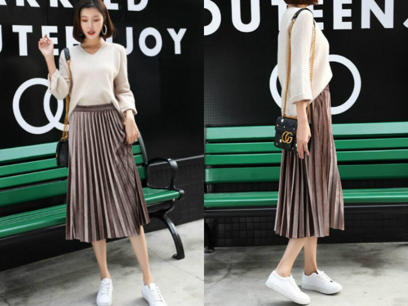 百褶裙搭配毛衣,2018年早春这样穿真的太美了!