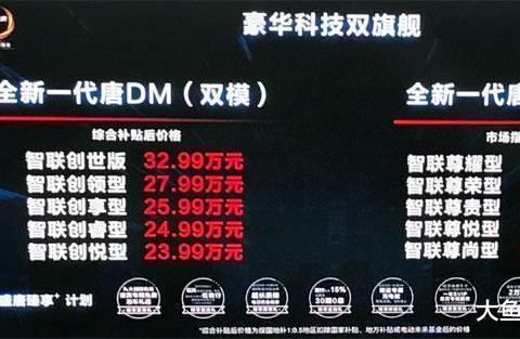 全新比亚迪唐12.99万起售, 2.0T+双电机扭矩950, 号称自主汉兰达
