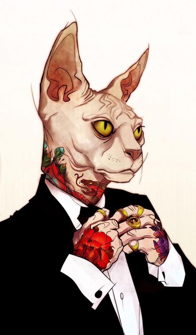 动物拟人化系列插画作品