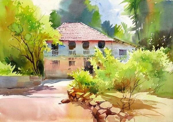 印度水彩大师唯美水彩风景画欣赏