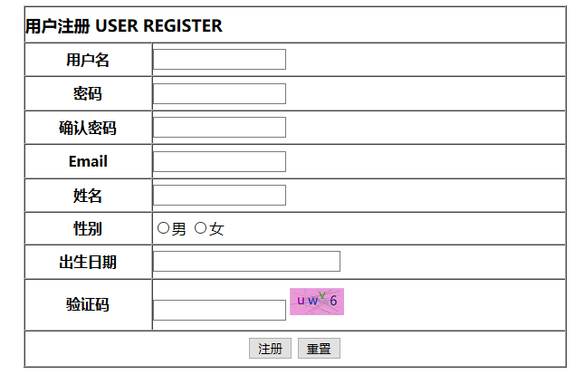 用html制作用户信息注册表