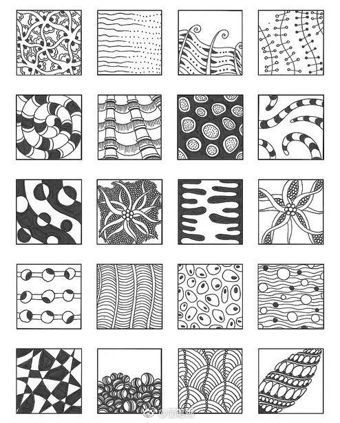 几百例黑白手绘纹理素材,练习线条的小伙伴马住!