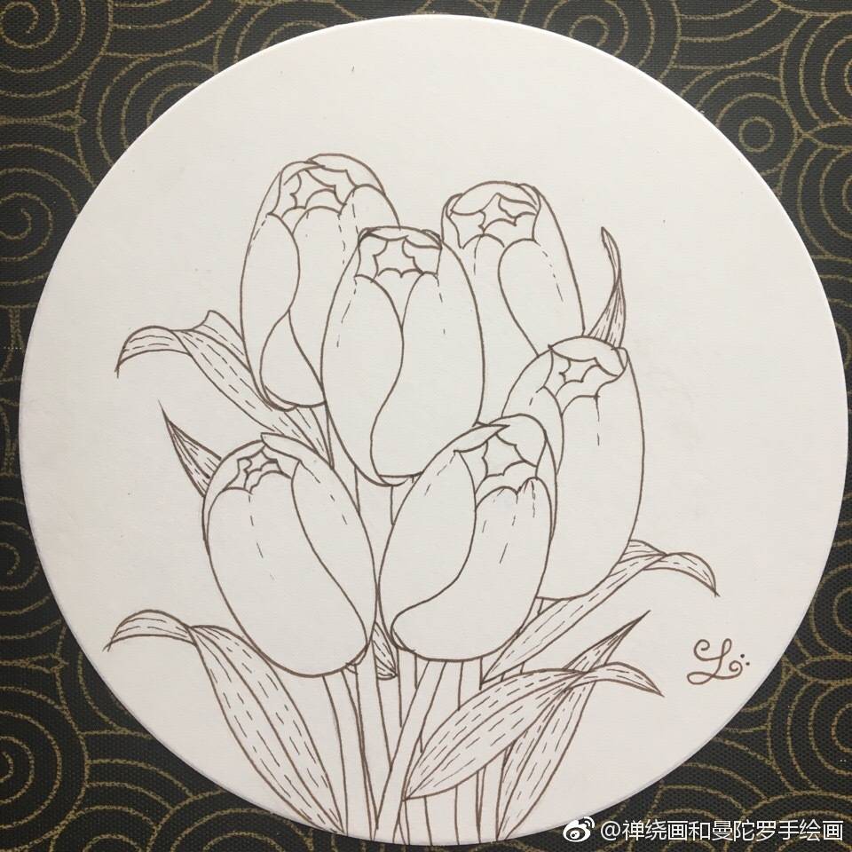 小清新花卉线稿,水彩,马克笔
