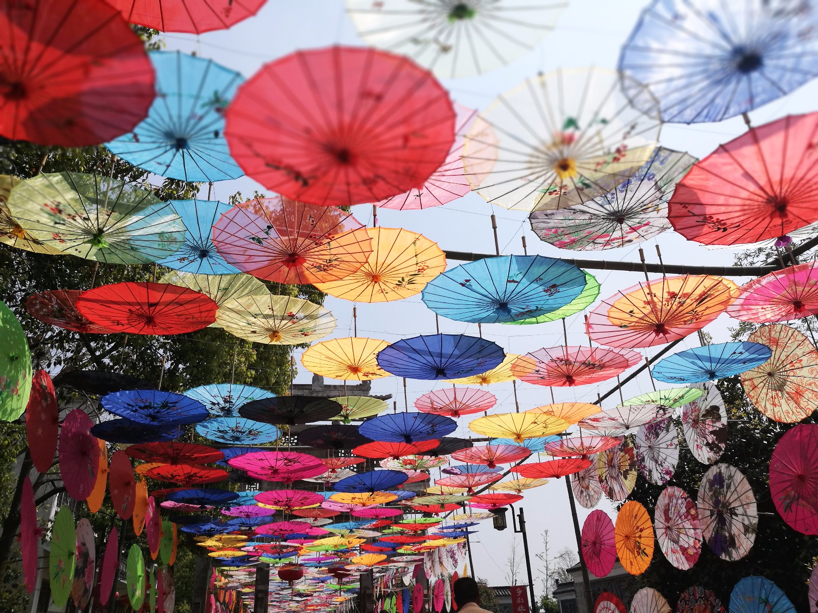 安徽合肥:非遗园万只油纸伞景色壮观