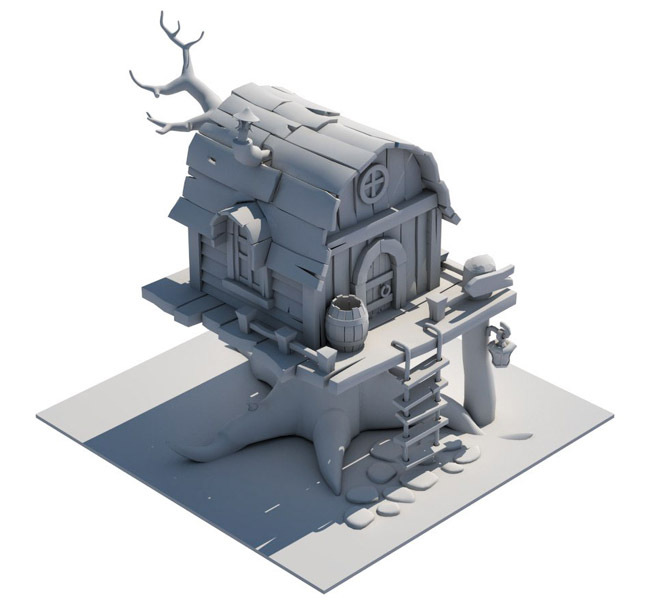 游戏场景3d建筑模型