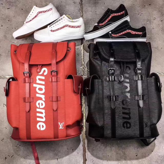 supreme联名lv包,supreme和lv联名 最潮的时尚单品,售价3万的lv 联名 supreme 双肩包