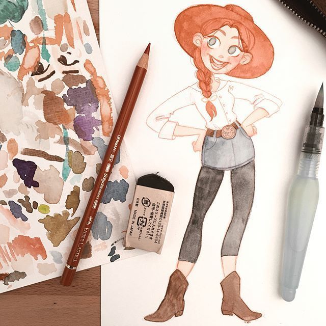 水彩,彩铅,马克笔手绘可爱女孩插画师 karolinepietrowski