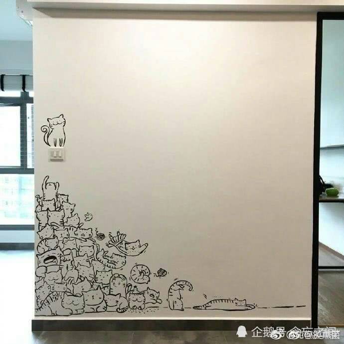 设计师画了面猫咪墙,网友不先欣赏却纷纷找狗狗