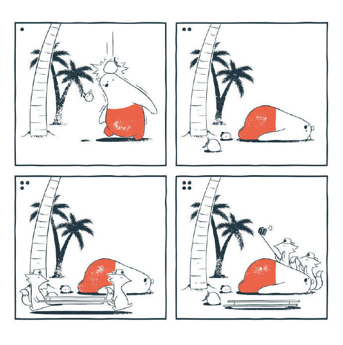 幽默风趣的四格漫画作品,来自 tu and ted