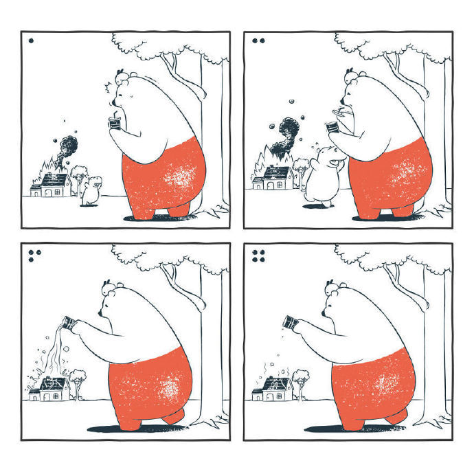 幽默风趣的四格漫画作品,来自 tu and ted