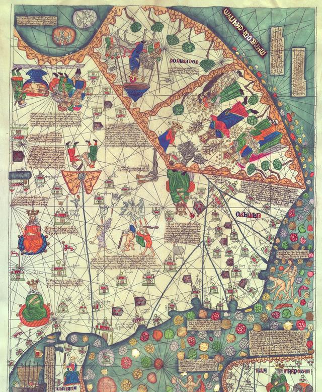 1375年欧洲人绘制的世界地图,东亚是脑补画出