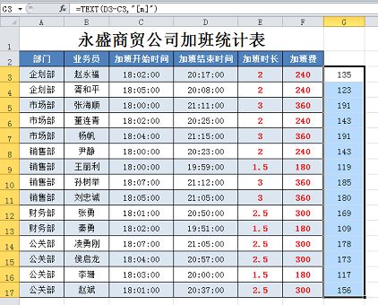 excel函数应用:用excel计算加班费如此简单