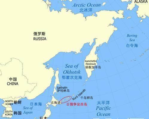 位处北海道与远东堪察加半岛中间地带的四岛,由于二战结束后日本战败