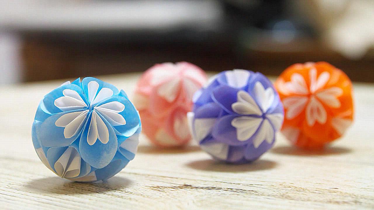 diy纸球教程,迷你花球的制作方法,包教包会!