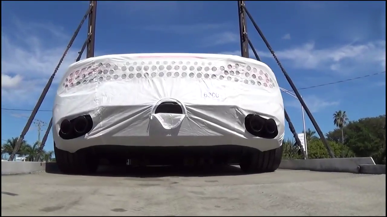 刚到的兰博尼基敞篷跑车，旁边一排劳斯莱斯都黯然失色