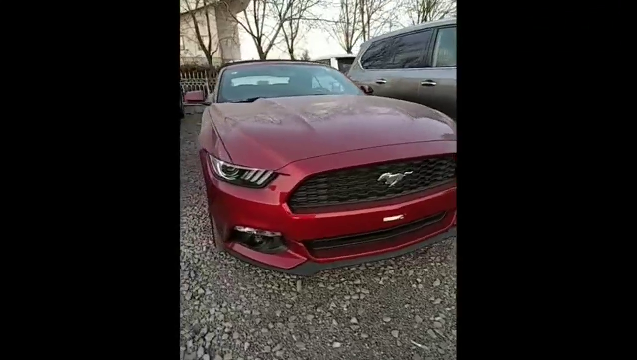 野马跑车 看车尾才知道原来是敞篷的