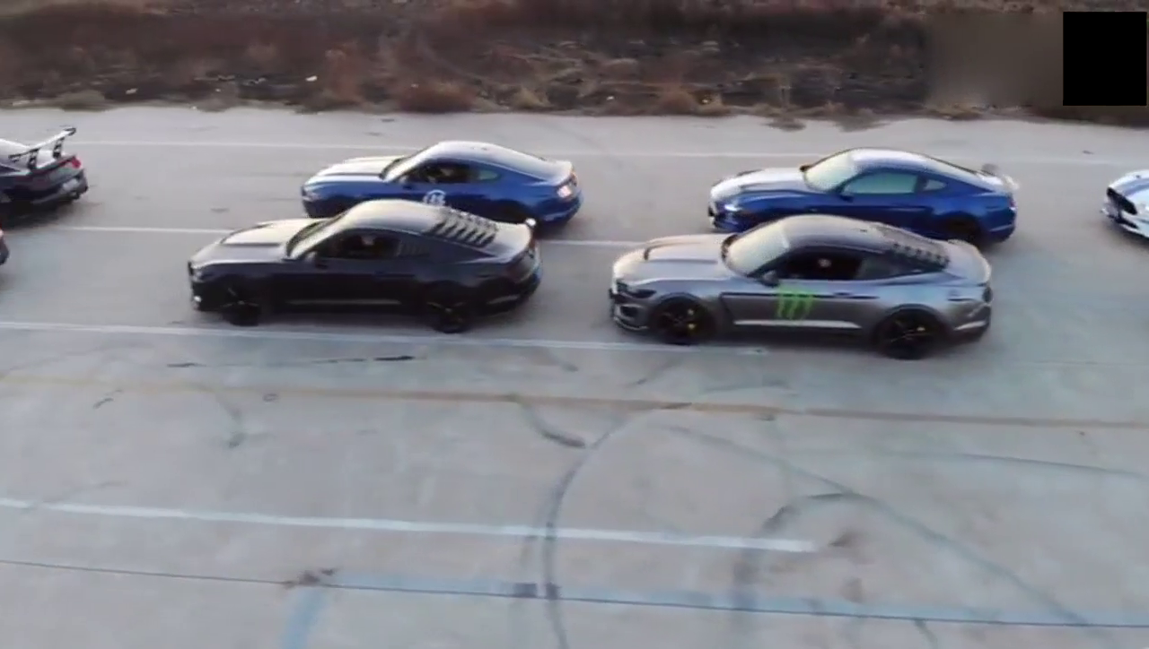 野马跑车聚会，队形排整齐了