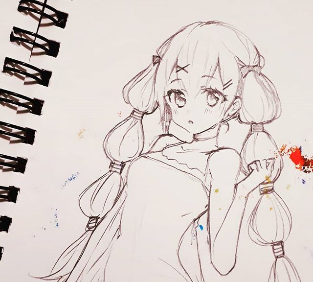 黑白人物手绘,超可爱的卡通美少女线稿
