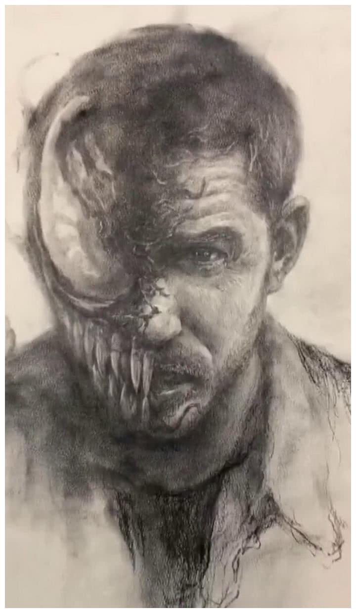 美术老师画素描，用手指画出炫酷毒液，就是这么强大