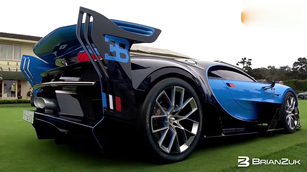 炫蓝色的布加迪威龙跑车实拍！