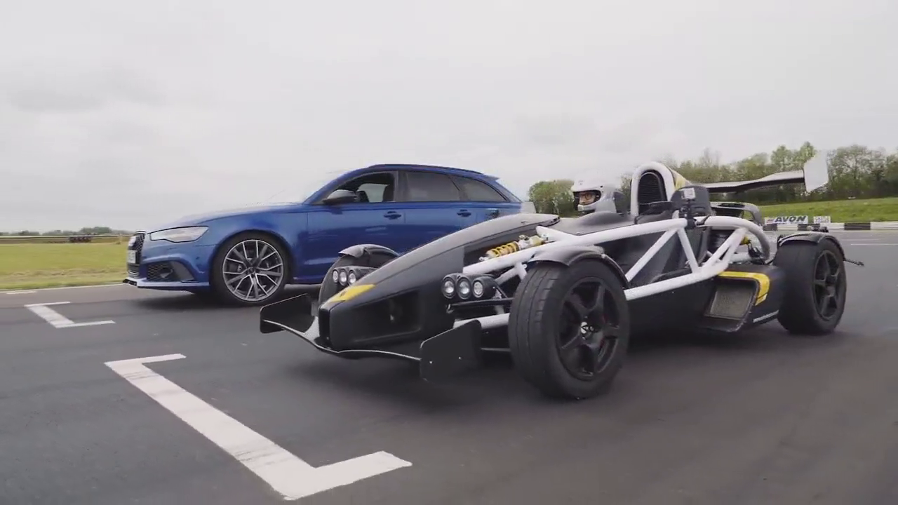 奥迪RS6与Ariel Atom轻量化跑车比加速，这回你看好谁？