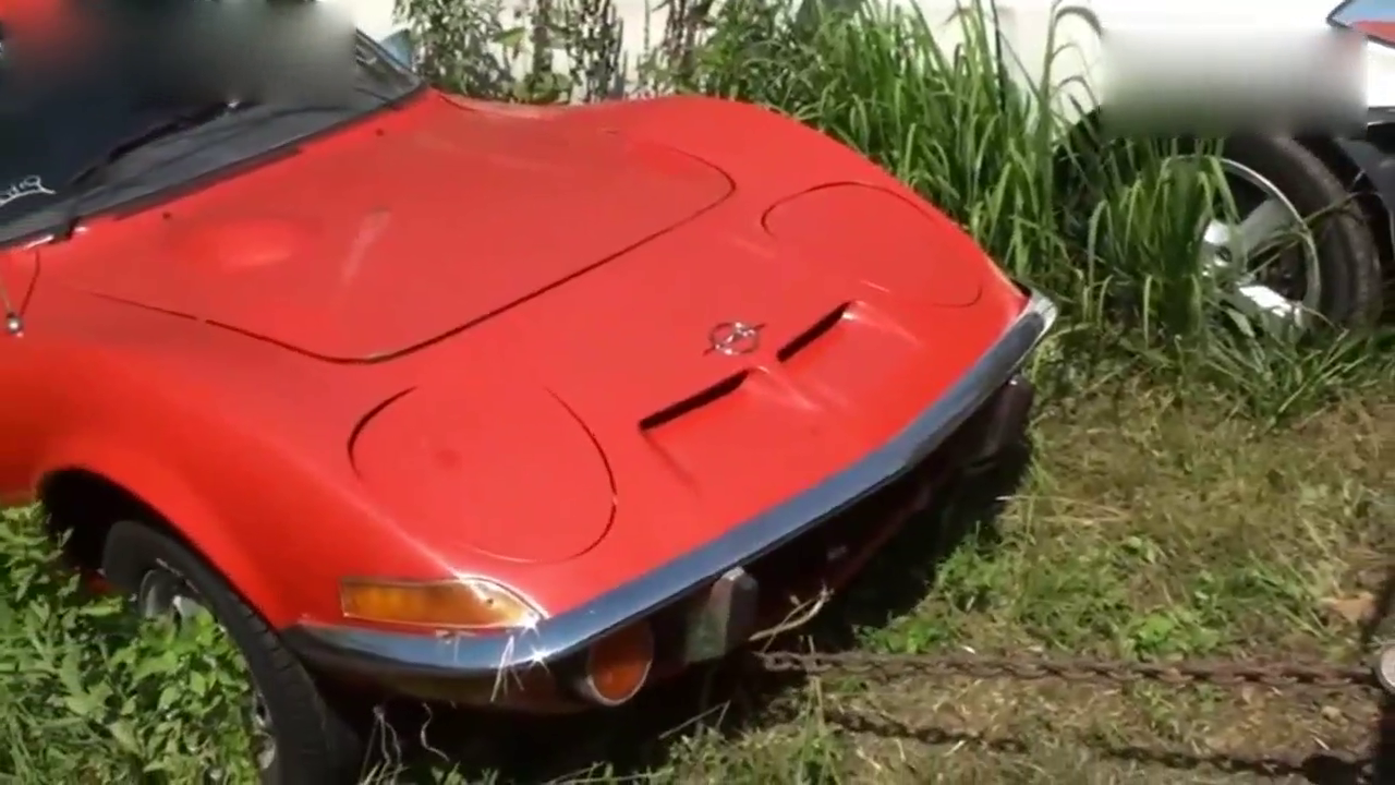 农民在山上发现一辆红色跑车，雇了个拖车拉回家，发财了