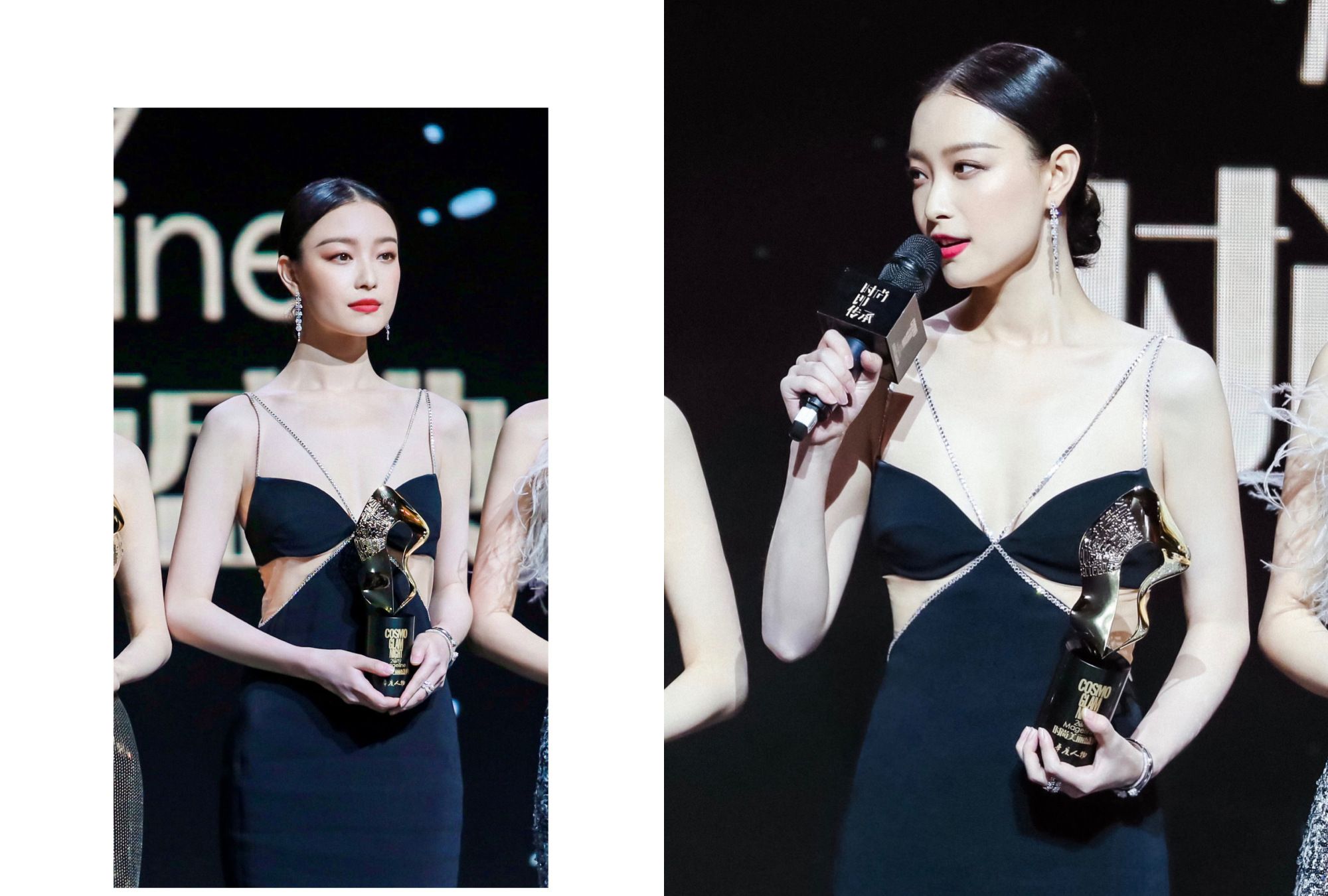 倪妮抹胸黑裙出席时尚美丽盛典,明艳动人时尚更胜超模