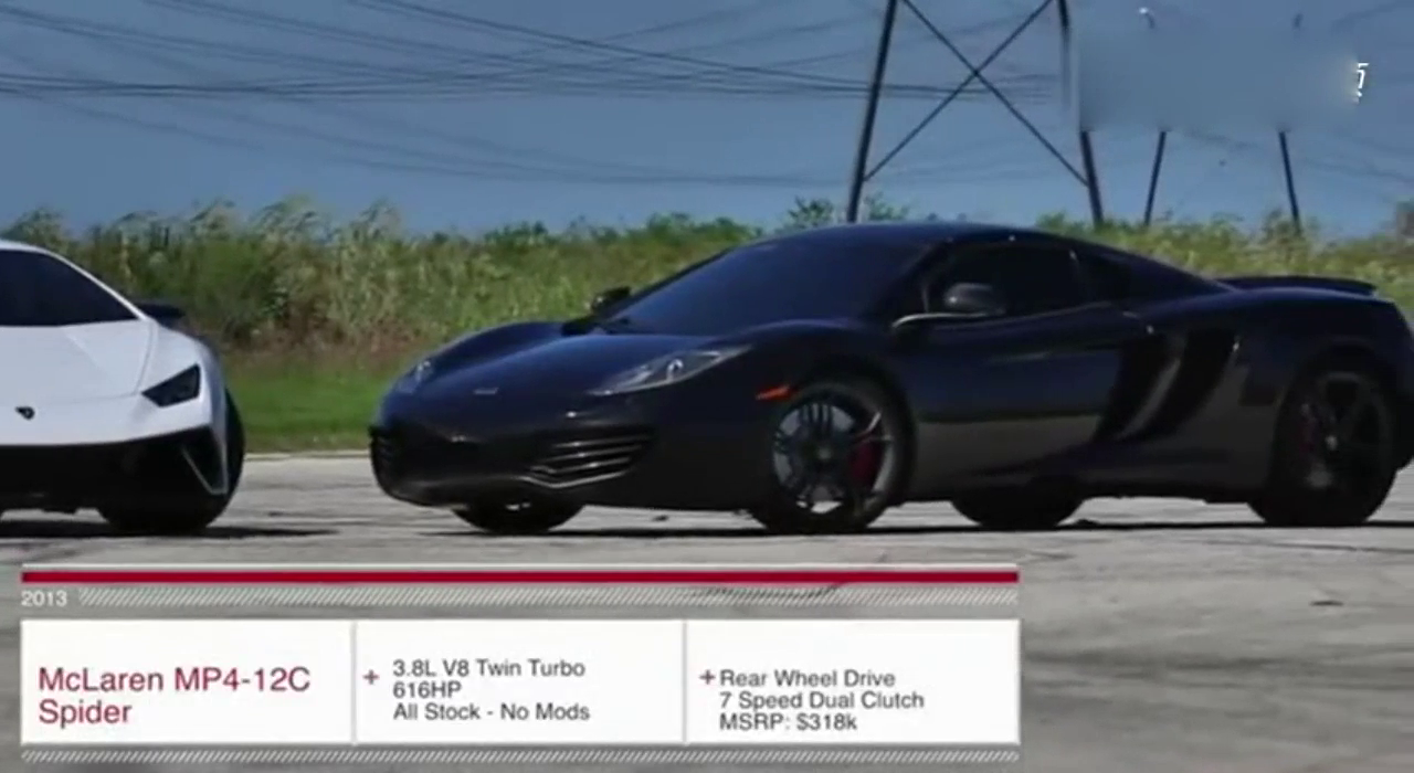 超级跑车迈凯伦MP4对决兰博基尼小牛，一脚油门后就有了对比！