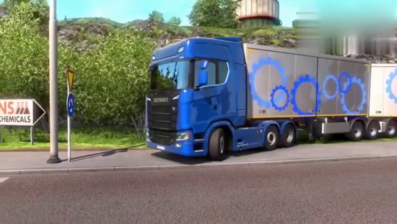 欧洲卡车模拟2：470马力斯堪尼亚双货柜卡车送货，操作技术杠杠的