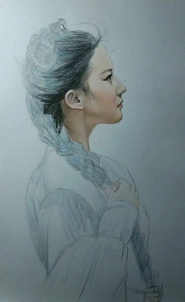 手绘神仙姐姐刘亦菲 彩铅绘画步骤 想不到比真人还美